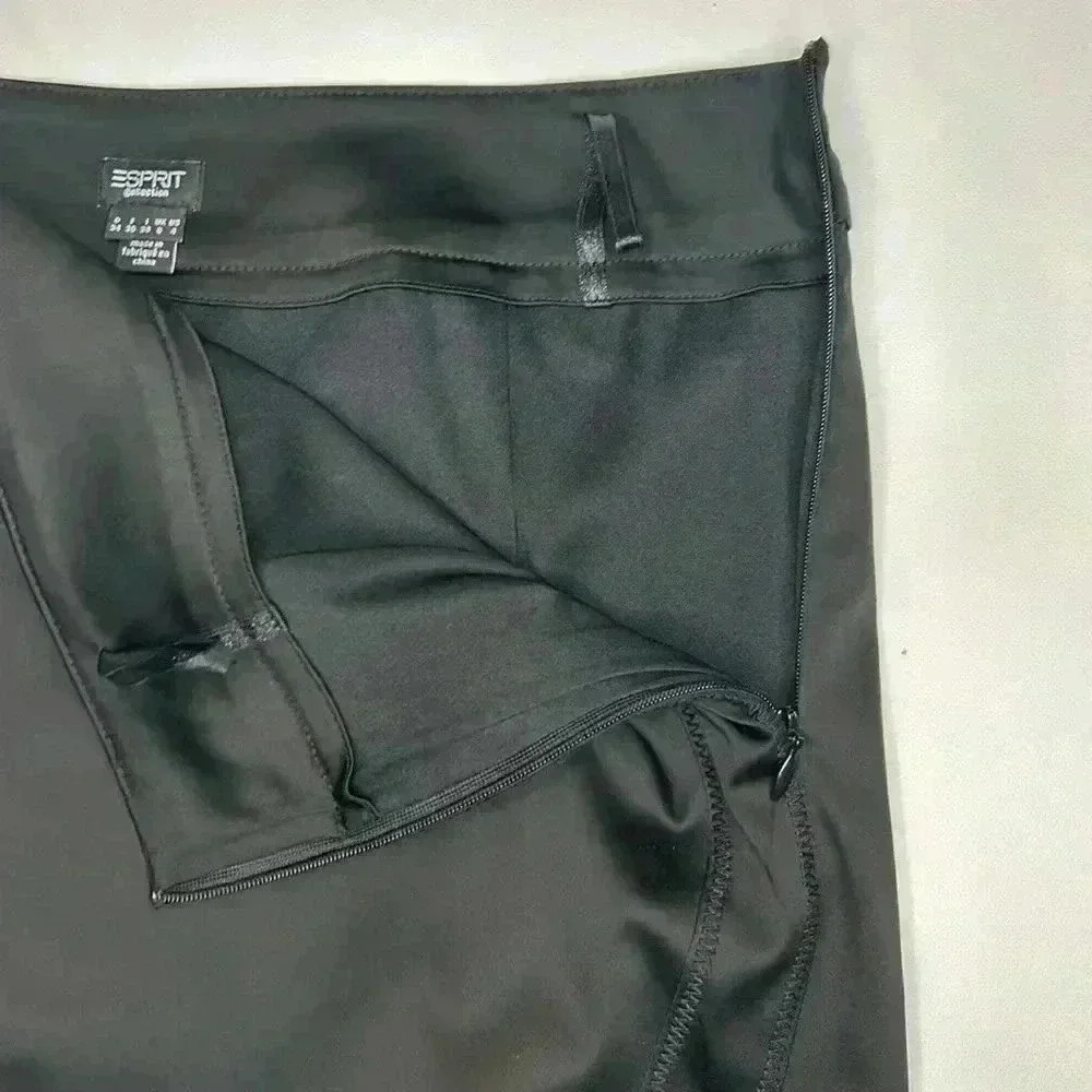 Esprit Satin Skirt Pencil Women's Size 4 Work Office Sexy Summer Lined Zip Slit - Picture 4 of 9